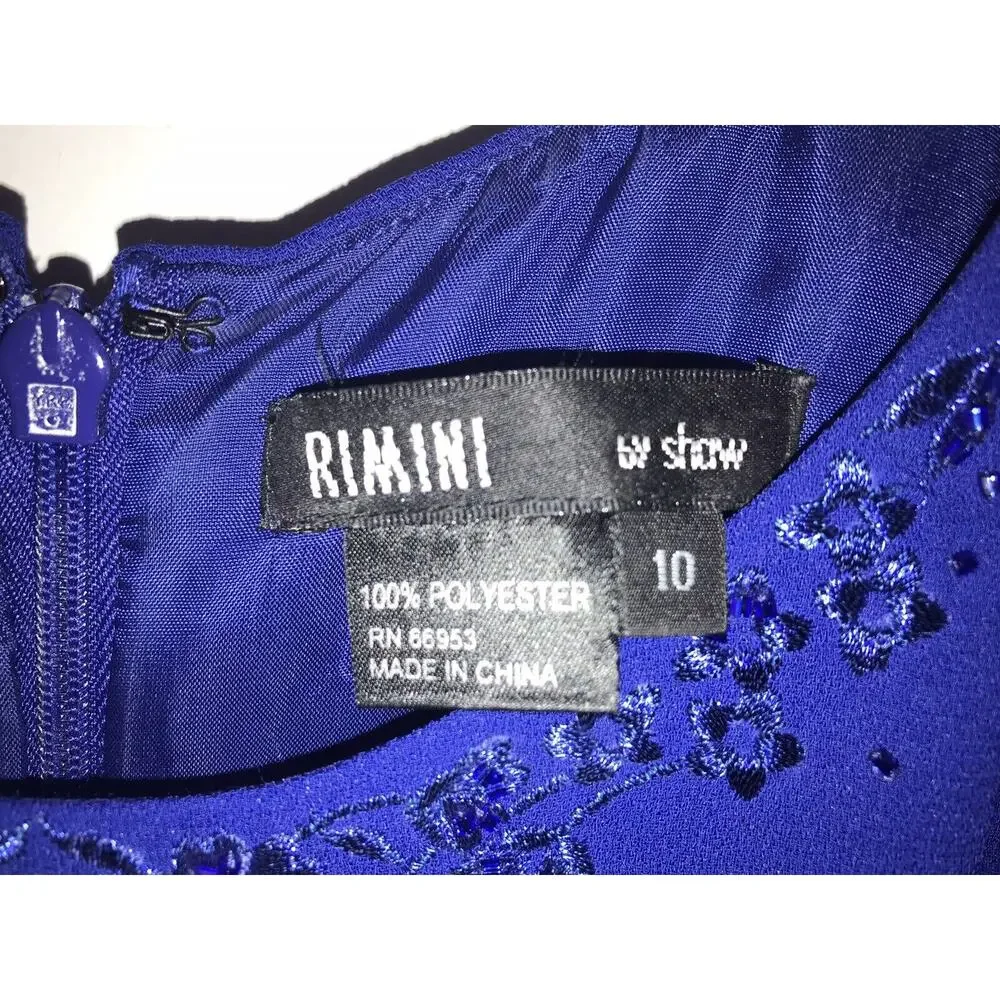 Vintage Rimini By Shaw 2 Piece Long Dress‎ Gown size 10 W/ Jacket Blue Embroided